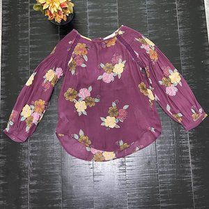 NWOT - Loft Purple Floral Womens Top/Blouse - Size XS